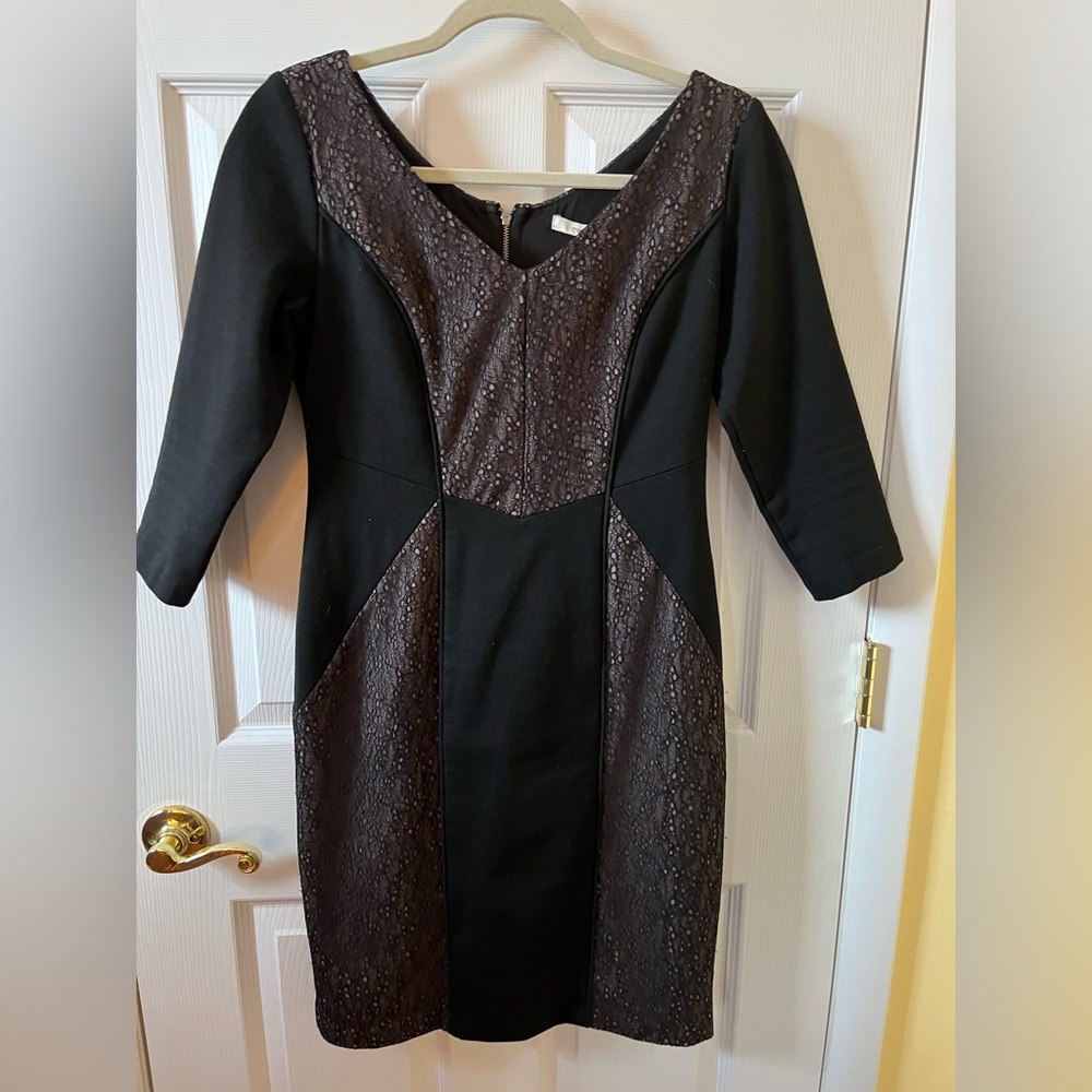 Max & Cleo Black and Brown Long Sleeve Dress